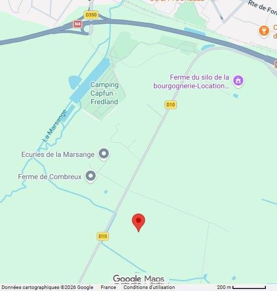 Plan d’accès au terrain de l’AMCB, RD 10 à Tournan-en-Brie (carte Google Maps)